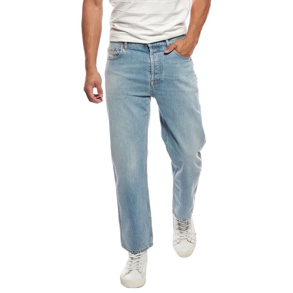 Valentino Mens  Straight Stud Jean, Blue